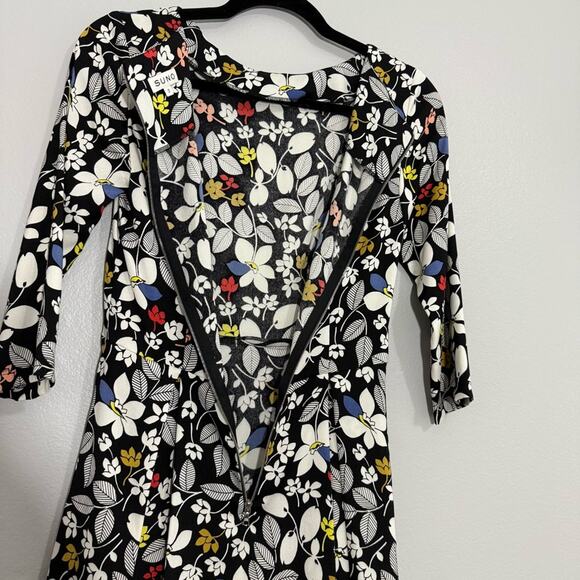Suno Silk Floral Fit & Flare Quarter Sleeve Dress Size 2 - Picture 10 of 11